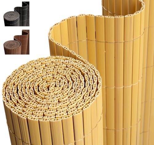 PVC Sichtschutzmatte 100x400 cm, Sichtschutz Garten Balkon Windschutz Terrasse Sichtschutzzaun Balkonverkleidung Zaunblende Wetterfest Gartenzaun Bambus
