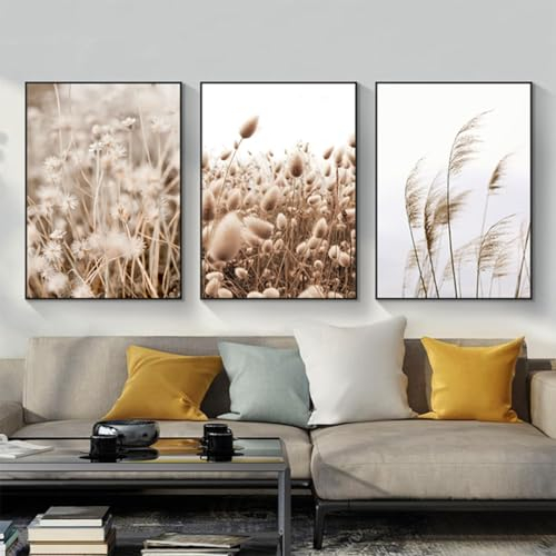 GHJKL Moderne Ästhetik Botanisches Poster, Bohemian Abstract Geometric Poster Wall Art, Rohrkolben Blumen Poster Set,Kein Rahmen (Bild-11,20x30cm-3Pcs)