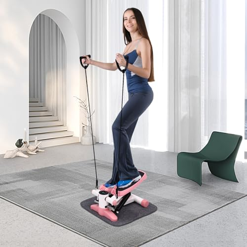 Mini stepper fitness portatile, ideale per dimagrire e per l'allenamento quotidiano per la casa, l'ufficio, la palestra, l'esercizio, la macchina trapuntata, rosa