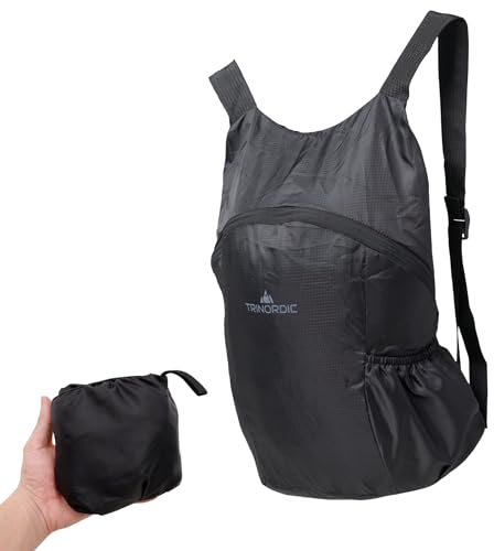 TRINORDIC Klein Ultraleicht Faltbarer Rucksack - 70g Tagesrucksack für Komfort bei Wanderungen, Reisen und Alltagsabenteuern