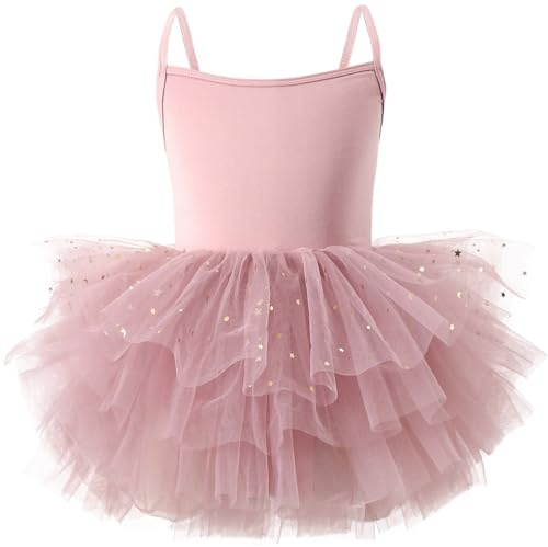 AIEOE Tutu Tanzkleid Klassisches Mädchen Ballett Trikot für Kinder Baumwolltrikot Ärmellos (Schritt Mit Knopf) 1-8 Jahre