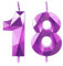 Purple 18th Birthday Candles for Cake, Number 18 Candle for 18th Birthday Decorations, 3D Design Cake Topper Decor for Boy Girl Women Men Birthday Theme Party Weddings Anniversary Celebration Supplies
