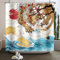 SDOTPMT 120x180cm Japonais Tigre Rideau de Douche Japonais océan Mont Fuji Rouge Soleil Sakura Grue Blanche Asiatique Japonais Traditionnel Ukiyo - e Art Rideau de Salle de Bains avec Crochet
