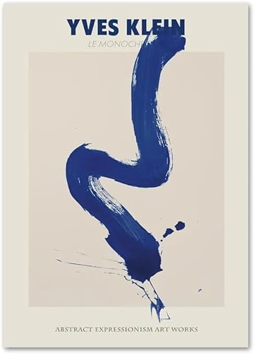 LVTFCO Yves Klein Blaue Wandkunst Yves Klein Blaues Poster Yves Klein Drucke Yves Klein Gemälde Leinwand für Wohnzimmer Dekor Bild 50x70cmx1 Ohne Rahmen