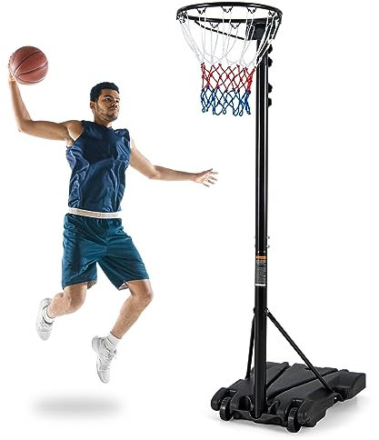 COSTWAY Basketballkorb Outdoor, tragbarer Basketballständer 260-305cm höhenverstelbar, Korbanlage mit befüllbarem Ständer & Rädern, Basketball Hoop ohne Rückwand für Kinder Erwachsene