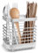 PCKOBEVER Utensil Holder,Stainless Steel Sink Caddy Cutlery Drainer,Anti-Rust Cutlery Storage Rack Kitchen Organiser,Cutlery Organise Sink Tidy Rust Proof Sponge Caddy For Kitchen Utensil (Silver)