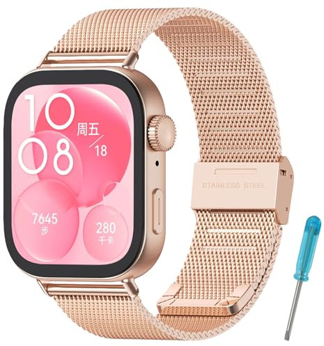 MIJOBS Correa Metalica Compatible con Huawei Watch Fit 3 & 4 & 4Pro Reloj, Pulsera Metálica de Acero Inoxidable Pulseras Ajustable Accesorios Correas Relojes