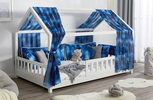 TiCAA Betthimmel Hausbett Tüll (2er Set) – Kinderbett Vorhang aus Polyester, Stoffhimmel, Hausbett Deko für Mädchen & Jungen
