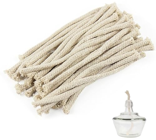 Katyjun 40 Stück Docht für Öllampen, Ersatz Baumwolle Dochte Petroleumlampen,15cm X 0.6cm
