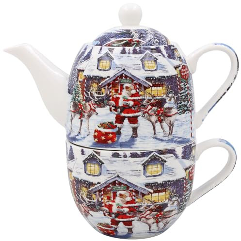 Lesser & Pavey Macneil Christmas Traditional Santa Tea Set - Pot and Mug - Gift Idea for Xmas - Santa, UK Design, Hot Drinks, Coffee Mug