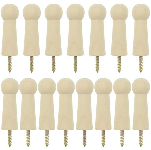 Jaczora 15PCS Wooden Coat Pegs, Screw-on Shaker Pegs with Screw, for Hanging Coat Hat Bags and More DIY