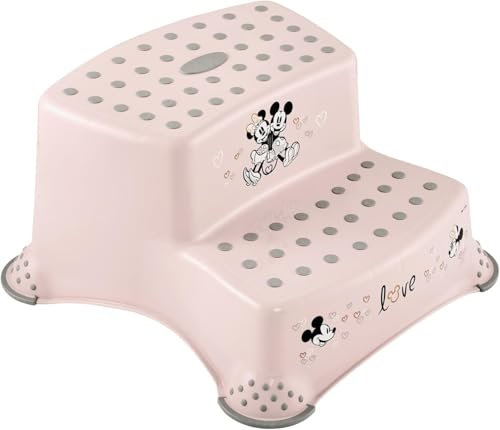 KiNDERWELT Premium zweistufiger Tritthocker für Kinder und Babys, Nordic pink Tritthocker 2 Stufen für Kleinkinder ab 3 Jahren, abwischbar, rutschfest und BPA-frei