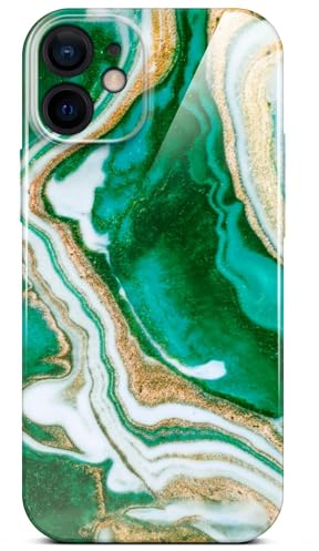 ONEFLOW Bliss Cover für iPhone 12 Hülle in Marmor Optik, Designer Case Handy Schutzhülle mit Kameraschutz, Muster Hardcase Glitzer Handyhülle marmoriert, Grün Gold Weiß