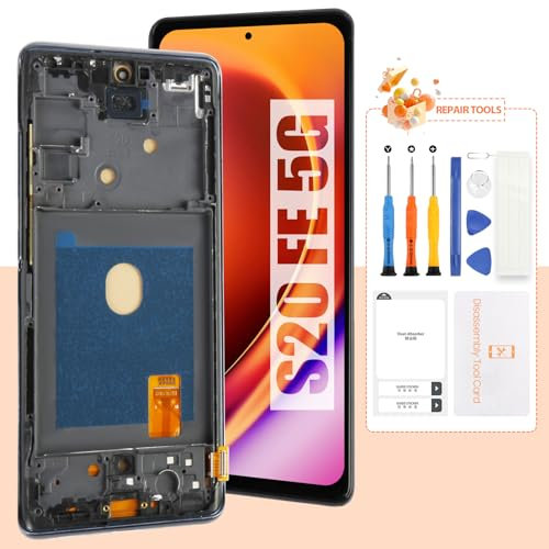 Arbilato OLED LCD Display für Samsung Galaxy S20 Fe Display Touchscreen Digitalisierer komplett montiert Ersatz Teile Werkzeuge (mit Rahmen,unterstützt Fingerabdruck-Funktion)