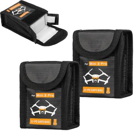 CERFFOOL Lipo Battery Safe Bag for DJI Mini 4 Pro/4K/3 Pro/3 Fireproof Explosion Proof Case Storage Box Charging Safe Storage Bag for Drone Accessories(for 1 Battery*2)