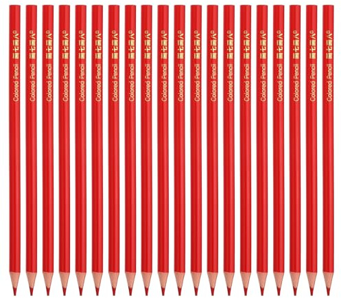 PATIKIL Rotes Buntstift-Set, 20 Stück Ölbuntstifte Holzfarbstifte zum Malen und Zeichnen für Künstler Kunstmalerei
