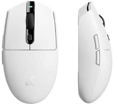 MCHOSE G3 Ultra Léger Gamer Souris 64 g, 12 000 DPI, 1000 Polling Rate, 400 IPS, 8 Boutons Programmables, Souris de Jeu sans Fil BT 5.0/2,4G/USB Filaire, Batterie 170 h, Windows/Mac/Xbox Series- Blanc
