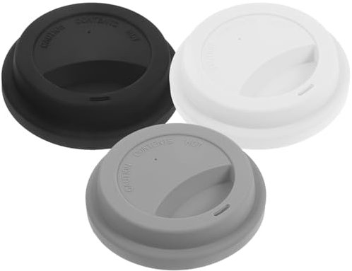 DECHOUS Satz von 3 Silikon-Kaffeetassen-Deckel: Wiederverwendbare Trinkbecherabdeckungen 9cm Auslaufsichere Universal-Getränkeflaschen-Deckel Ersatz (3 Farben)