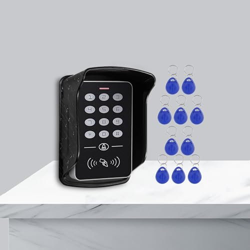 ReaIOKbii Controller RFID di prossimità della tastiera di accesso autonomo per sistema di controllo accessi a porta singola, supporta 1000 utenti, con copertura antipioggia, 10 lettori RFID 125KHz