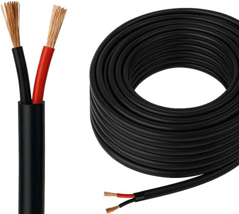 Automotive Round Twin 2 Core Cable 12V/24V Thin Wall Wire for Auto Boat 14A, 0.75mm² (5M Coil)