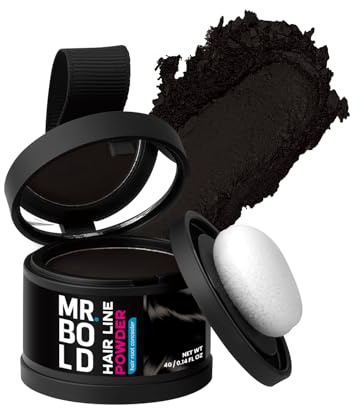 Mr Bold Hairline Powder - Instantly Hair Color Shadow Cover Gray Hair Root, BLACK Root Touch Up Hair Color for Gray Coverage, Hair Shadow Toppers for Women & Men, Thin Hair Powder 4g