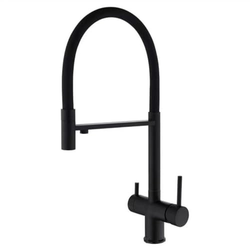 XJTNLB Miscelatore Cucina 3 Vie Acciaio Inox Nero Rubinetto Tre Vie con Doccetta Estraibile Miscelatore Cucina con Doccetta Estraibile