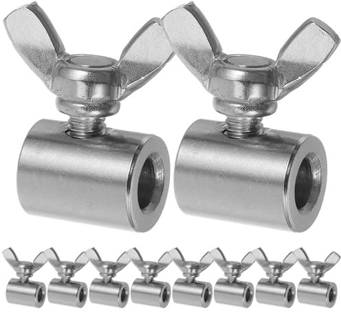CANIGHT 10pcs Hand Twist Butterfly Buckle Buckles Patio Tighteners Tension Tightening Fencing Tightener Twist Fixing Coated Fixed Wing Bolt Wing Nut Screw Stainless Steel Silver