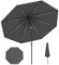 COSTWAY 2.9m Garden Parasol, 96 Solar Powered LED Lights Patio Umbrella with Tilt, Crank Handle & Vented Top, 8 Ribs UV Protective Outdoor Table Sun Shade for Market Yard Pool (Grey)
