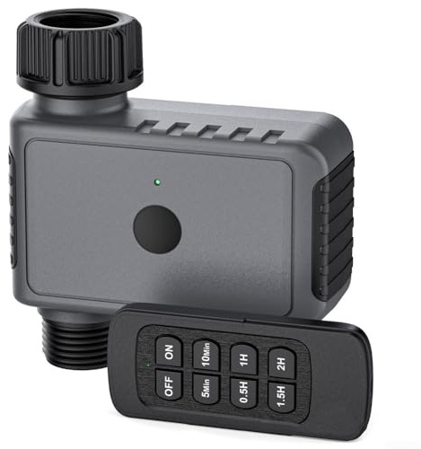 FACULX Minuteur automatique d'irrigation de jardin avec télécommande, distance de 50 m, contrôleur intelligent de vanne d'eau 6 modes pour arrosage des plantes d'extérieur IP55