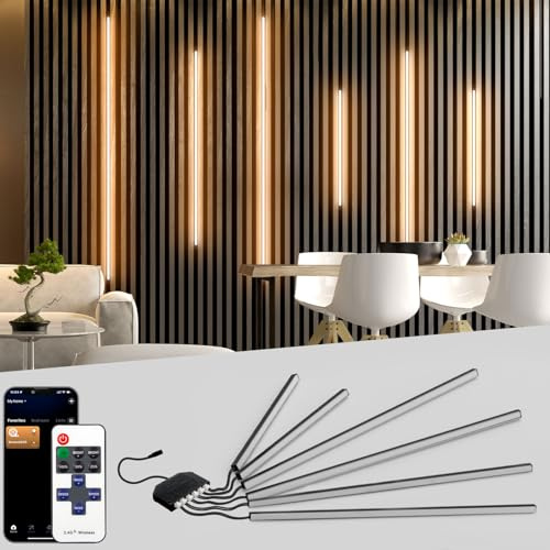 Lichaser Schwarz LED für Akustikpaneele, 6 Stück Eingebetteter Akustikpaneele LED Streifen Warmweiss Alexa Kompatibel, Selbstklebend Strip für Wandpaneele Beleuchtung, Regal (40 * 2+70 * 4 cm)