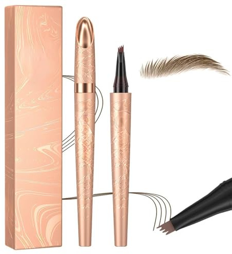 2026 Neuer Microblading-Augenbrauenstift, Wasserfester Augenbrauenstift mit 4 Spitzen, Premium Natural Magic Augenbrauen-Make-up, Feinstrich-Konturstift (Hellbraun)