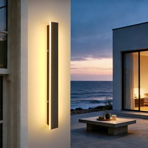 Ketom Lange Wandlampe, LED Außenlampe Wand Modern, IP65 Wasserdicht | Aussenlampe Wand LED Schwarz, Wandbeleuchtung Außen/Innen, Warmweiß 3000K, 60CM, für Gärten Terrassen Schlafzimmer Wohnzimmer