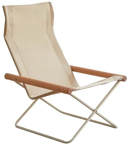 Outdoor-Klappstuhl aus massivem Buchenholz und 600D Segeltuch, breite Liege für Camping, Strand und Picknick, tragbar, Khaki, lässiger Stuhl, Einzelsitz, leicht und langlebig