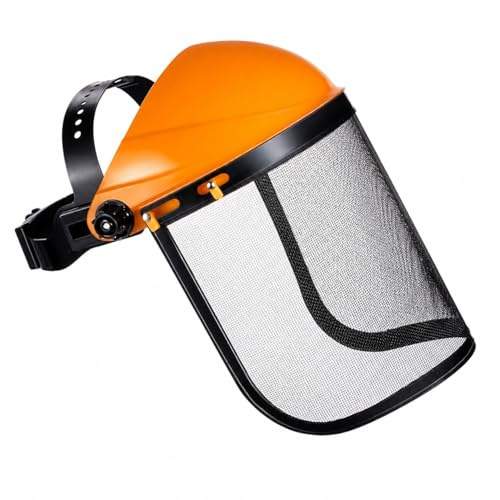 Partenopea Visiera Protettiva Decespugliatore a Rete Regolabile Protezione Viso e Occhi per Giardinaggio Tagliaerba Motosega Casco Sicurezza Anti Detriti Leggera e Confortevole Arancione (1)