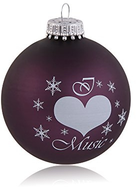 mugesh Weihnachtskugel Love Music Pflaume - Schönes Geschenk für Musiker