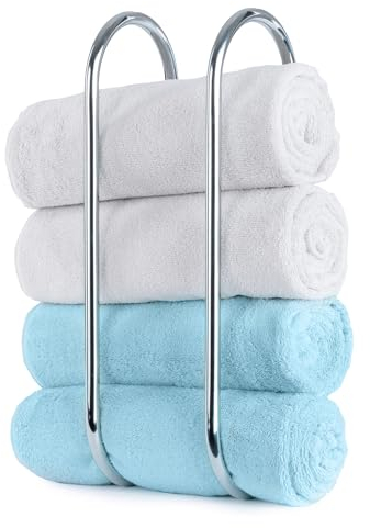 LIVIVO Chrome Plated Wall Mounted Oceana Bathroom Towel Rail Holder Storage Rack