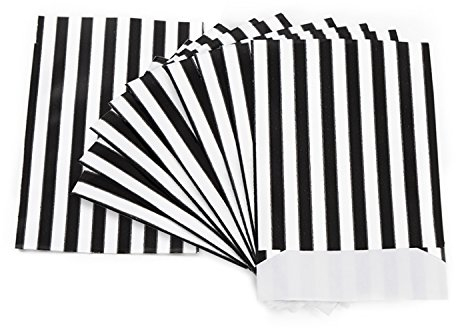 Logbuch-Verlag 25 flache Papiertüten Schmuckbeutel schwarz weiß gestreift als Verpackung für Schmuck & kleine Geschenke 13 x 18 cm
