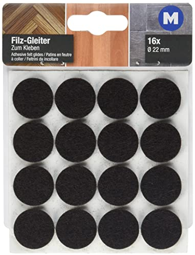 Metafranc Filz-Gleiter Ø 22 mm - selbstklebend - braun - 16 Stück - Effektiver Schutz Ihrer Möbel & Stühle / Möbelgleiter-Set für empfindliche Böden / Stuhlgleiter / Bodengleiter / 645046