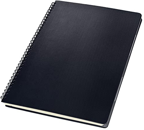 SIGEL CO841 Premium Spiralblock A4, liniert, schwarz, 80 Blatt, sehr stabiler Hardcover-Einband, mit versetzbarem Register, Einsteckfach, aus nachhaltigem Papier, Conceptum