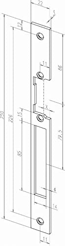Têtière longue HZ Acier inox S 967 EFF EFF pour gâche électrique 44535-01 - double empenage réversible - 06445351
