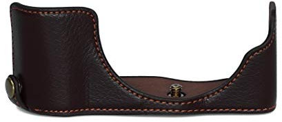Echtleder kompatibel mit Panasonic DMC-GX85 Tasche Etui Coffee Kameratasche CC1803c