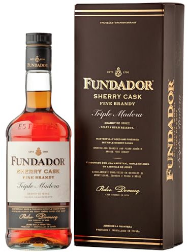 Fundador Triple Madera - Brandy Fundador, Brandy de Jerez Solera Gran Reserva, Bebida Espirituosa, 38% Volumen de Alcohol - 70 cl