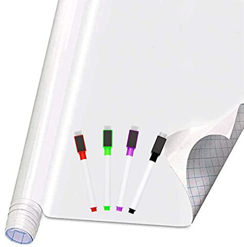 Self Adhesive White Board Paper - Dry Erase Wall Stickers Roll 17.7 x 78.7 Message Board Wallpaper Decal for School/Office/Home/Kid/Art/Decoration