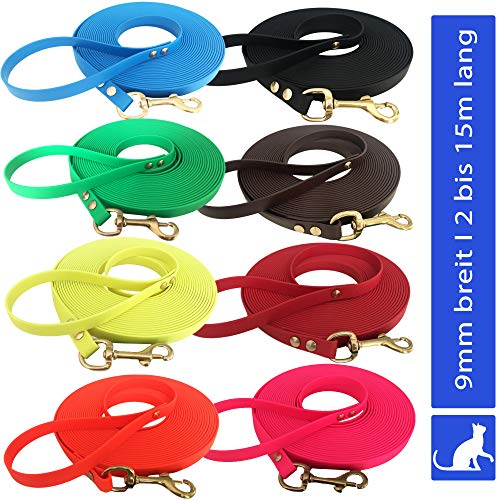 bio-leine Leichte Katzenleine aus Biothane - 15 m lang und 9mm breit I in Orange I Schleppleine Leine mit Handschlaufe für kleine und große Katzen