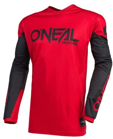 O'NEAL | Motocross-Trikot | Enduro MX | Atmungsaktives Material, gepolsterter Ellenbogenschutz, Passform für maximale Bewegungsfreiheit | Element Jersey Threat | Erwachsene | Rot Schwarz | Größe S