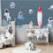 Fototapete Cartoon Astronaut Weltraum Rakete 3D Vlies Tapeten Wandtapete Wandbilder XXL Moderne Wanddeko Design Wohnzimmer Schlafzimmer Wand Dekoration Fototapeten, 350x256 cm