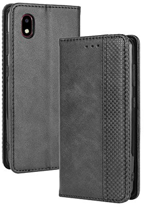 HAOTIAN Leder Hülle für ZTE Smartphone Blade A3 2020 Hülle, Premium PU/TPU Leder Folio Hülle Schutzhülle Handyhülle, Flip Case Klapphülle Lederhülle mit Standfunktion & Kartensteckplätzen, Schwarz