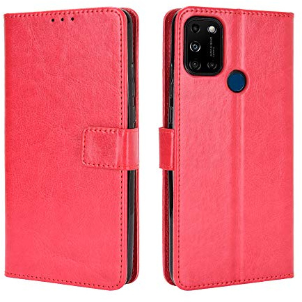 BellaCase Wiko View 5/View 5 Plus Hülle [Brieftasche] [Klammerfunktion] [Kartenfächer] [Magnetic Flip Cover] Kompatibel mit Wiko View 5/View 5 Plus Smartphone(Rot)