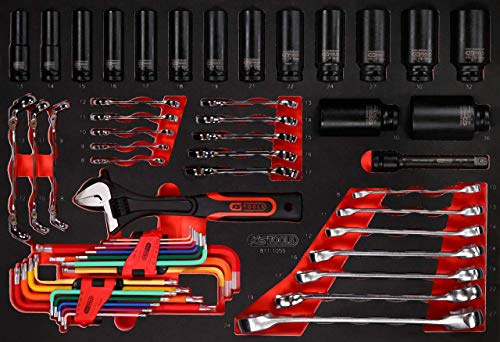 KS Tools 811.1055 Schraubenschlüssel- / und Kraft-Stecknuss-Satz in Schaumstoffeinlage, 55-tlg