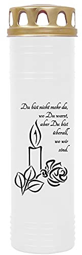 HS Candle Grabkerze Grablicht mit Motiv (Kerze) - ca 170h / 7 Tage Brenndauer je Kerze (26cm, Ø 7cm) - viele Verschiedene Designs